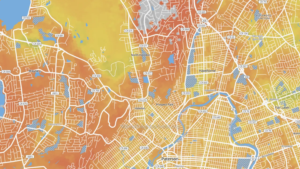 Bike Grade map of 07508, NJ