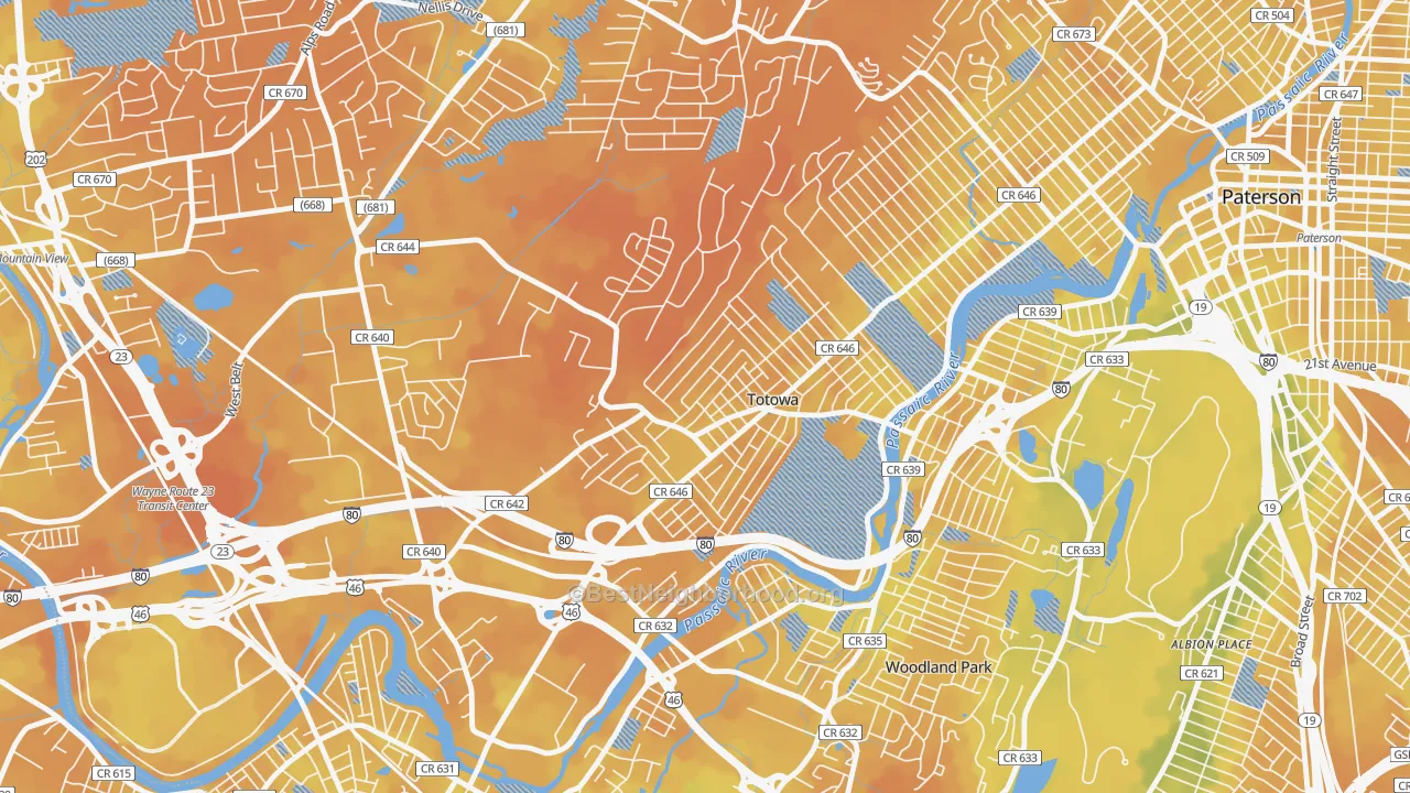 Bike Grade map of 07512, NJ