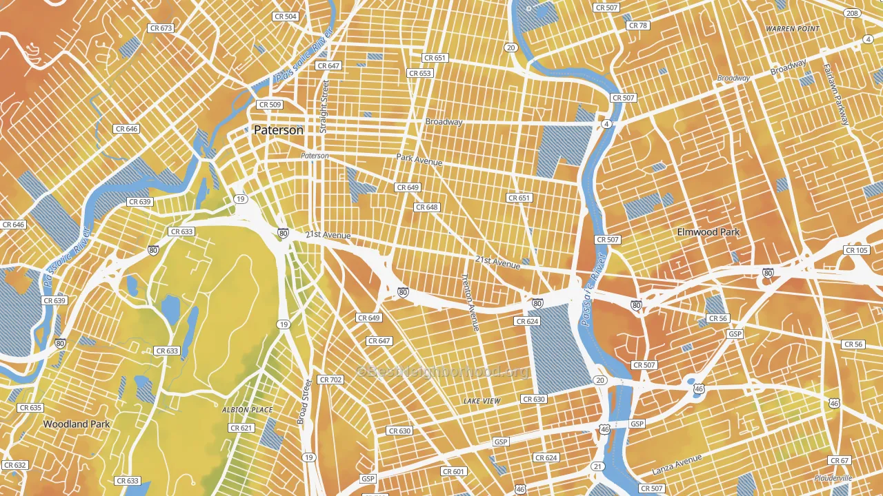 Bike Grade map of 07513, NJ