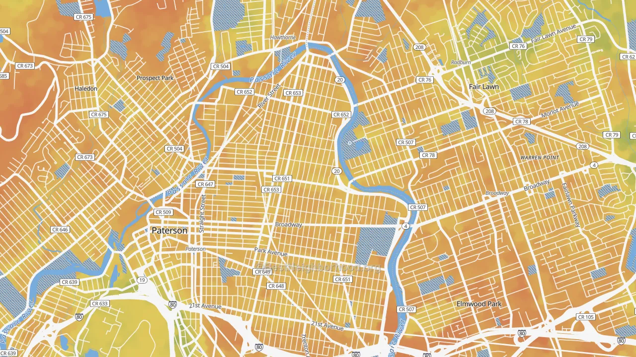 Bike Grade map of 07514, NJ