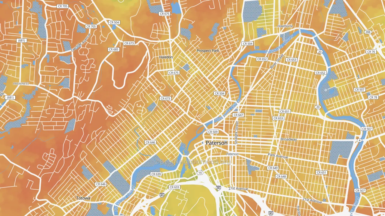 Bike Grade map of 07522, NJ