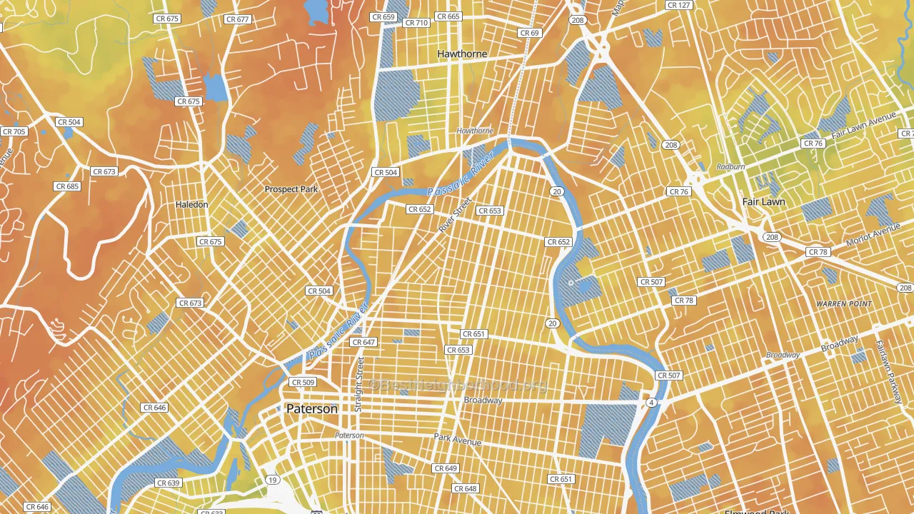 Bike Grade map of 07524, NJ