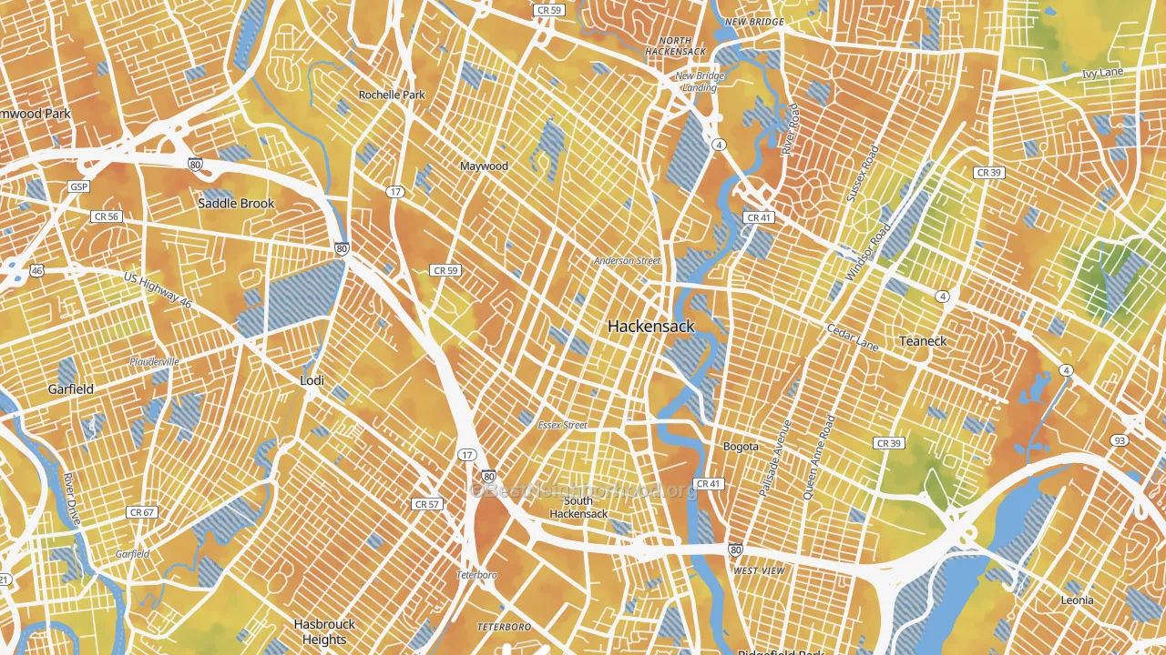 Bike Grade map of 07601, NJ