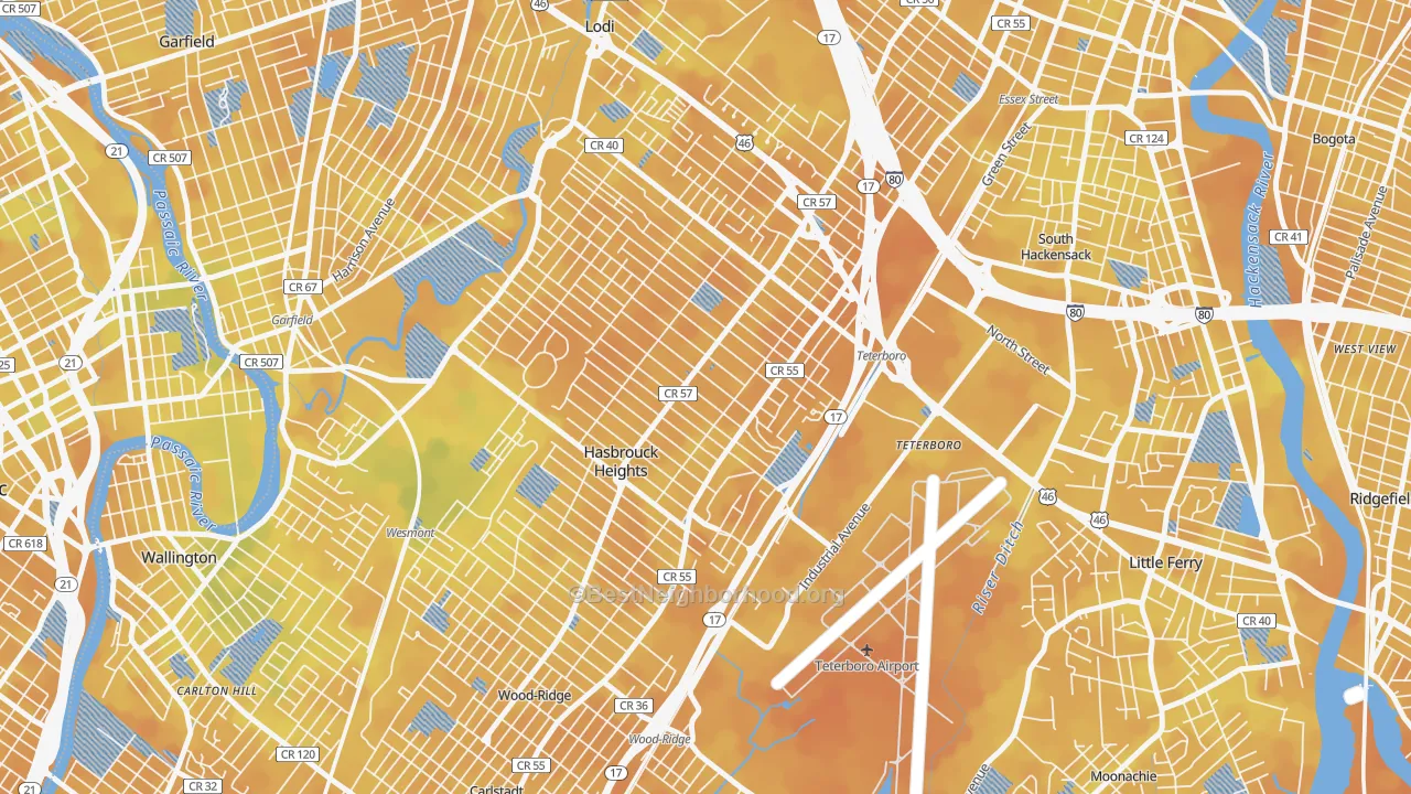 Bike Grade map of 07604, NJ