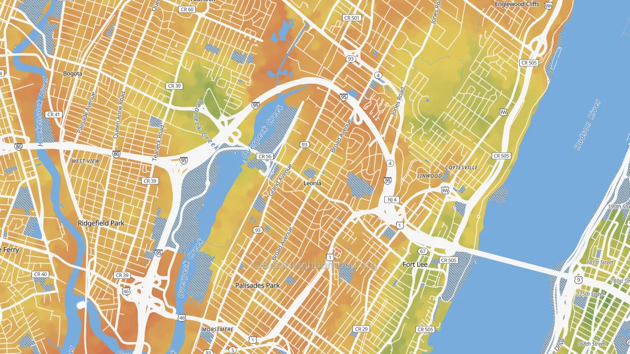 Bike Grade map of 07605, NJ