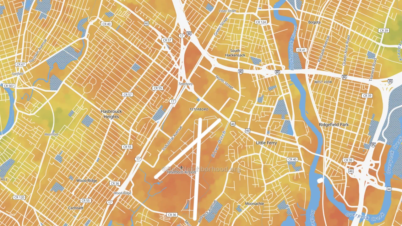 Bike Grade map of 07608, NJ