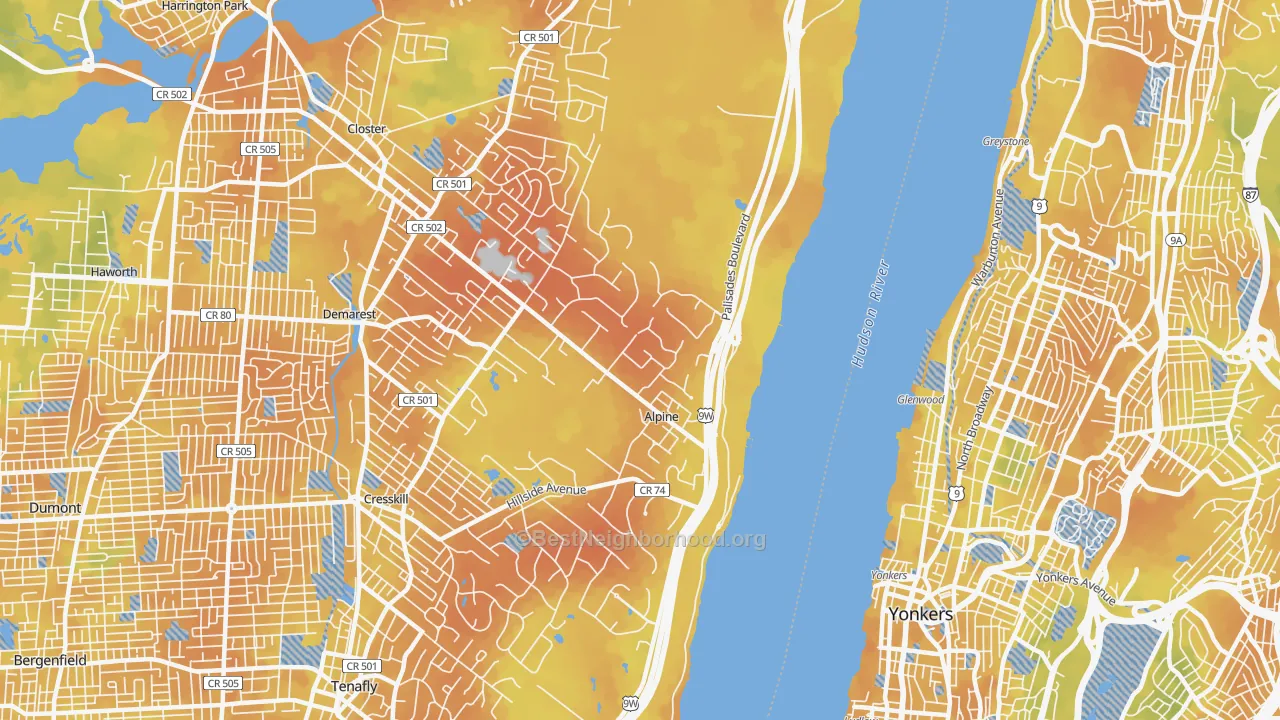 Bike Grade map of 07620, NJ