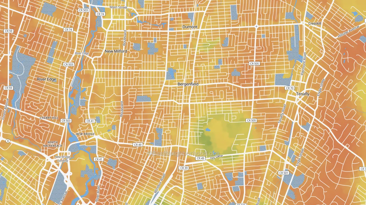 Bike Grade map of 07621, NJ