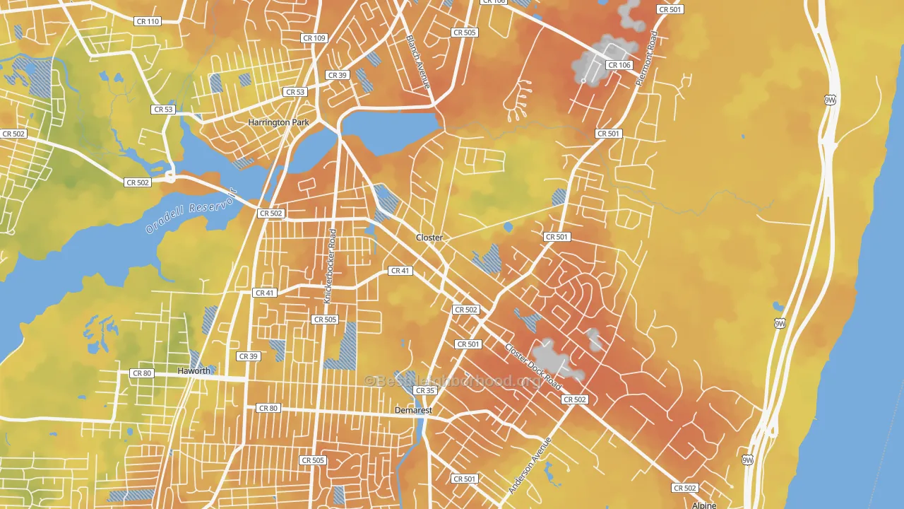 Bike Grade map of 07624, NJ