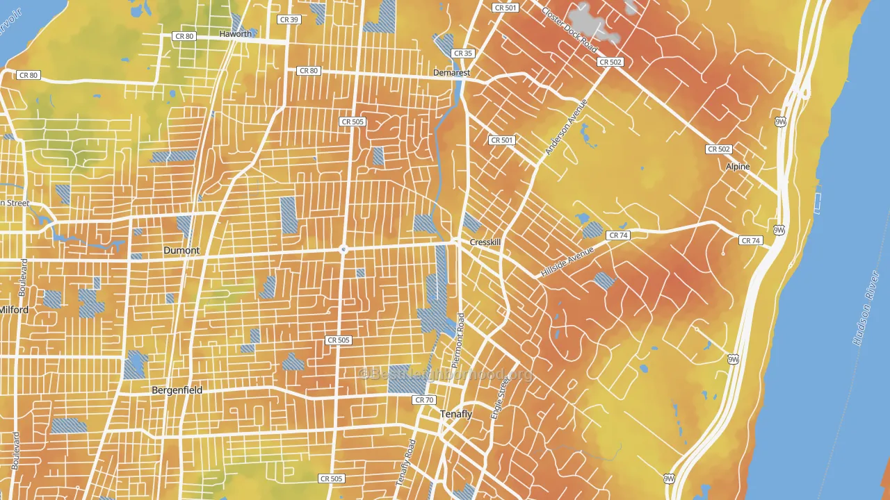 Bike Grade map of 07626, NJ