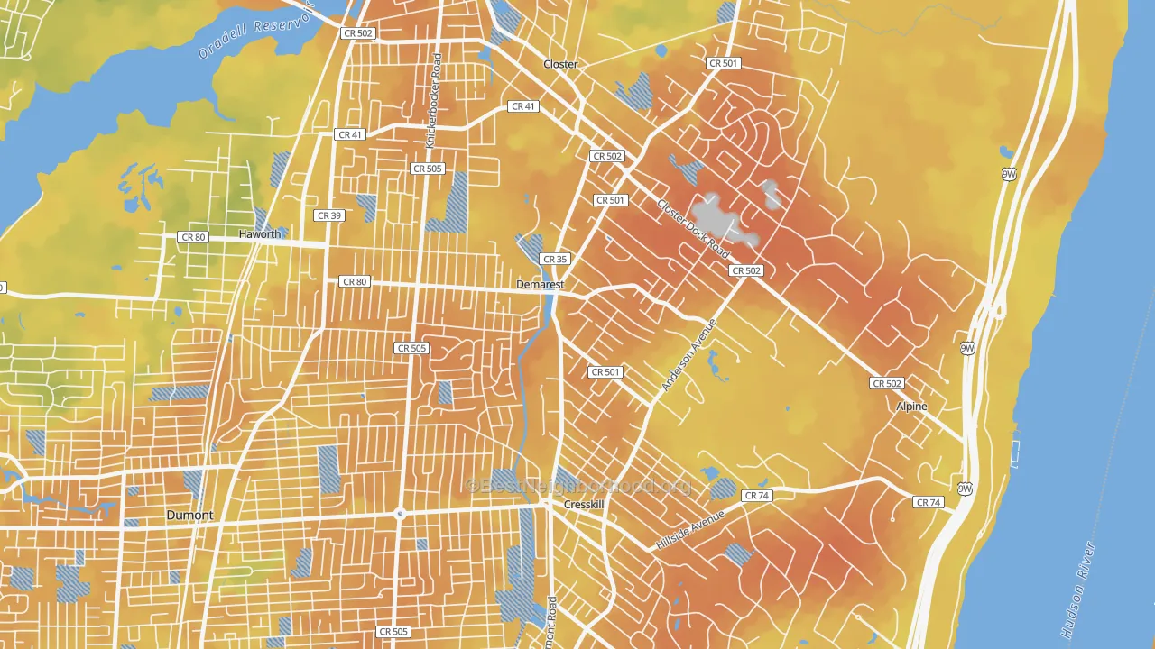 Bike Grade map of 07627, NJ