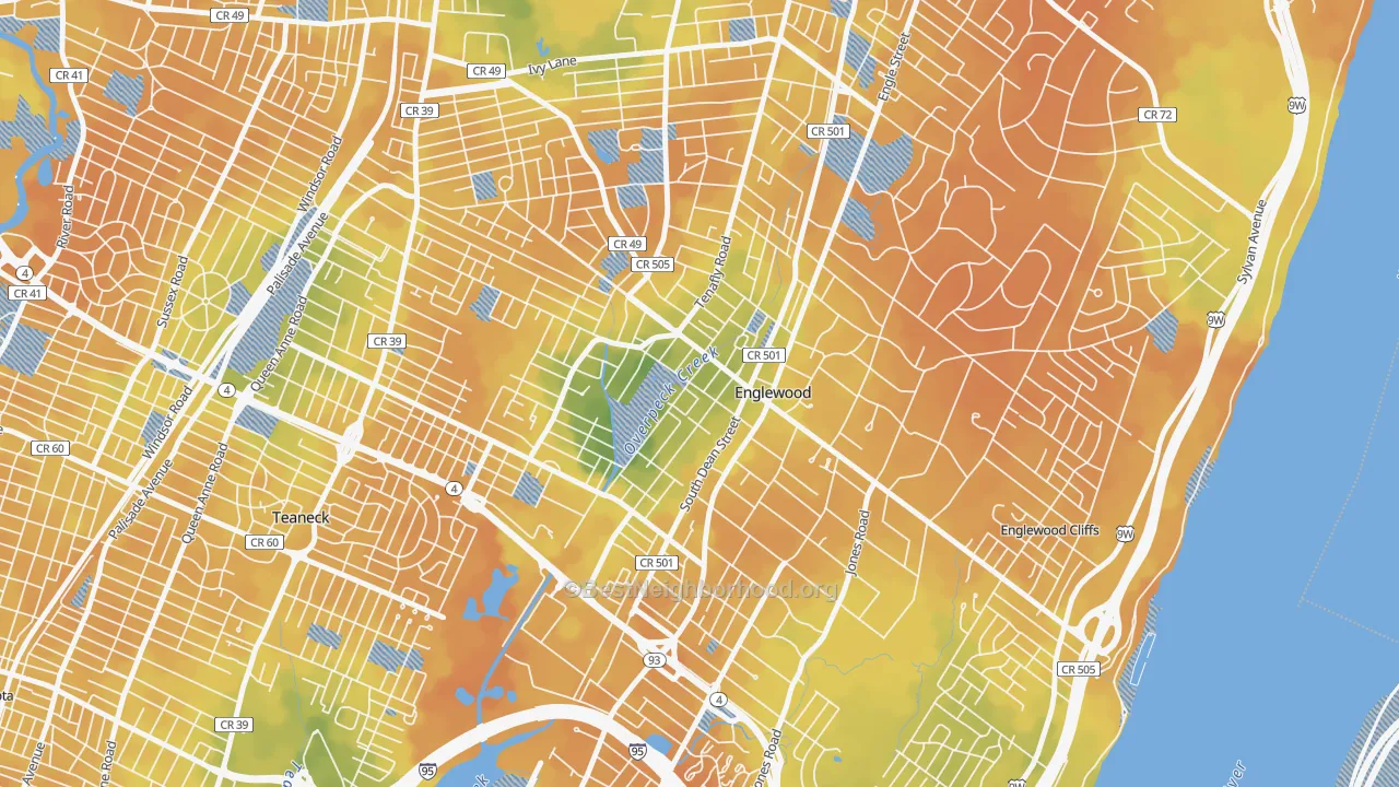 Bike Grade map of 07631, NJ