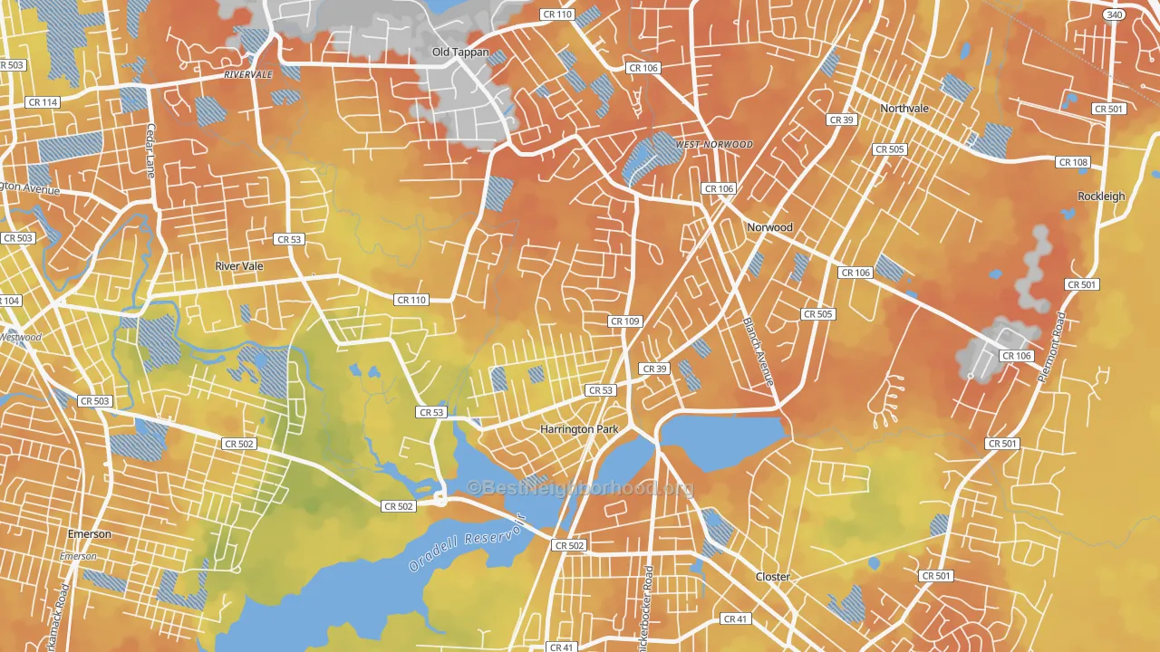 Bike Grade map of 07640, NJ