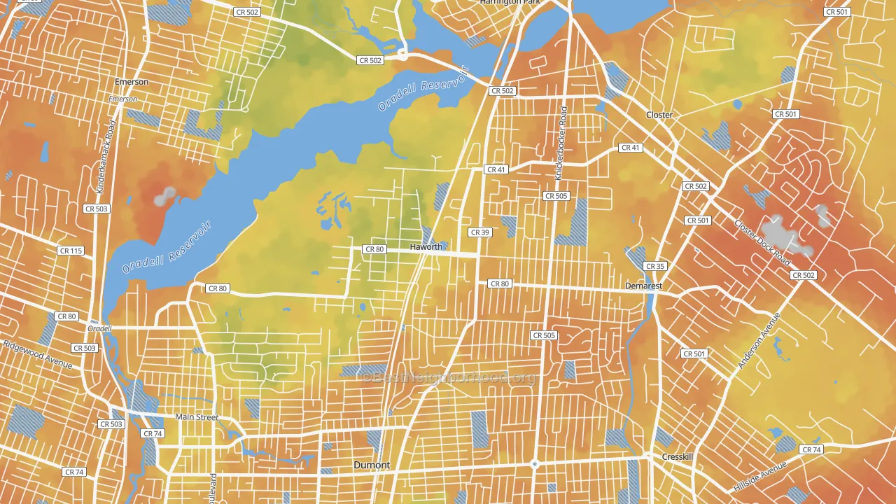 Bike Grade map of 07641, NJ
