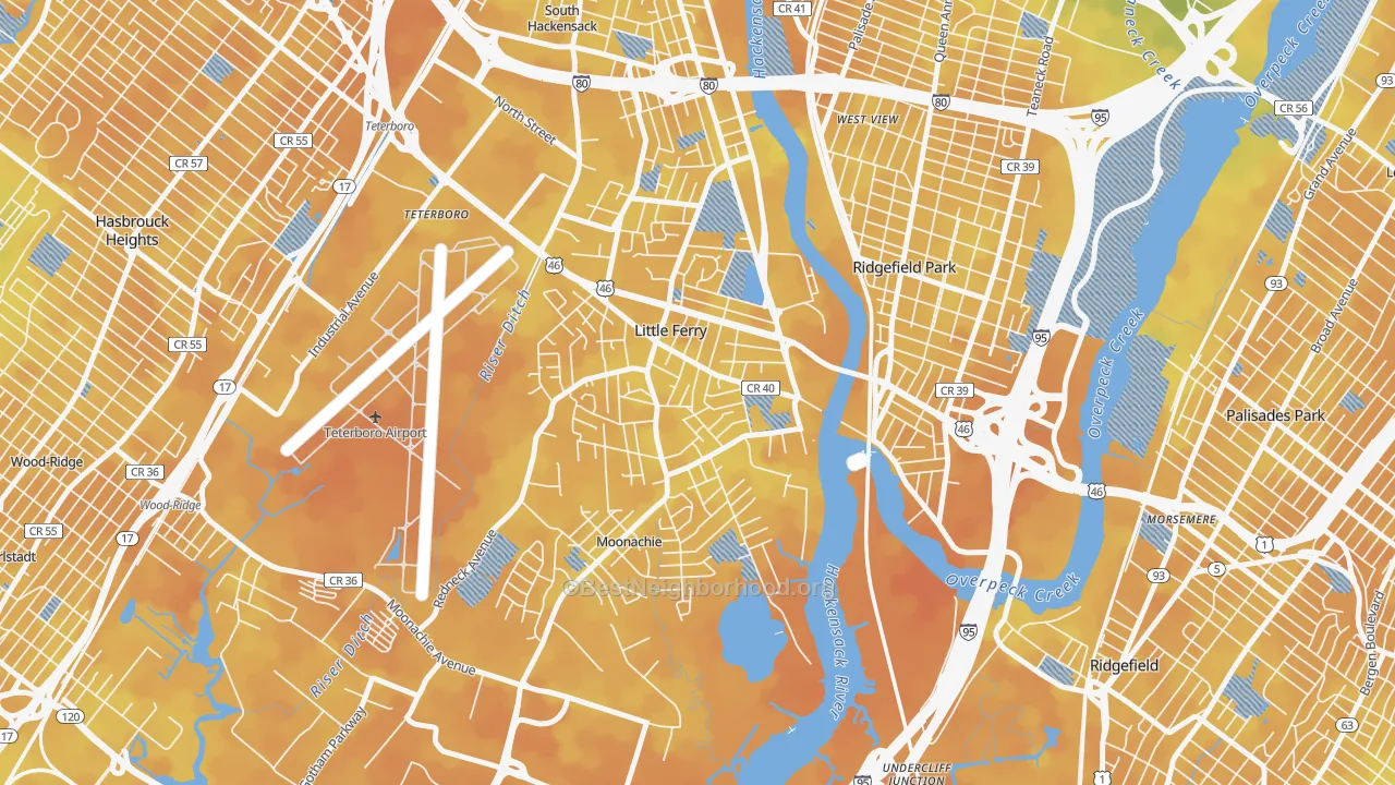 Bike Grade map of 07643, NJ