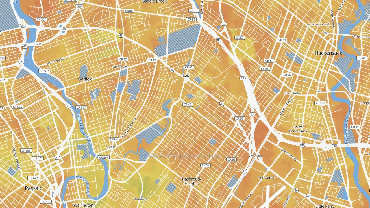 Bike Grade map of 07644, NJ
