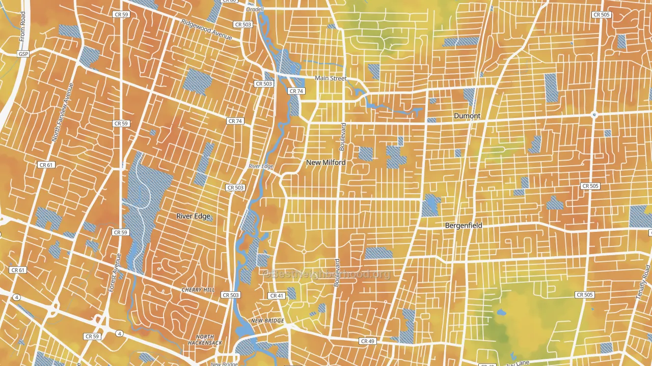 Bike Grade map of 07646, NJ