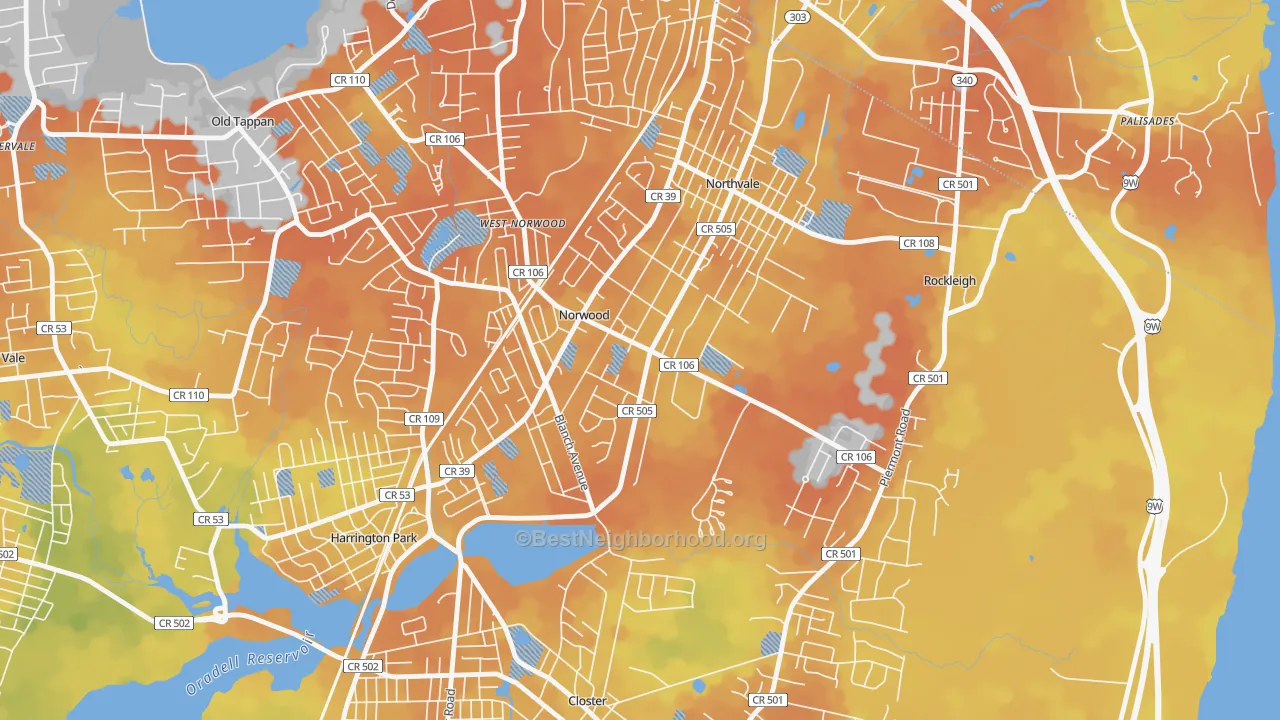 Bike Grade map of 07648, NJ