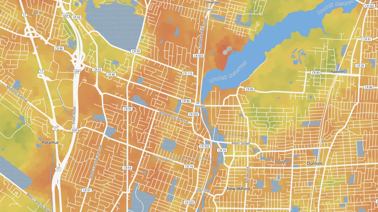 Bike Grade map of 07649, NJ