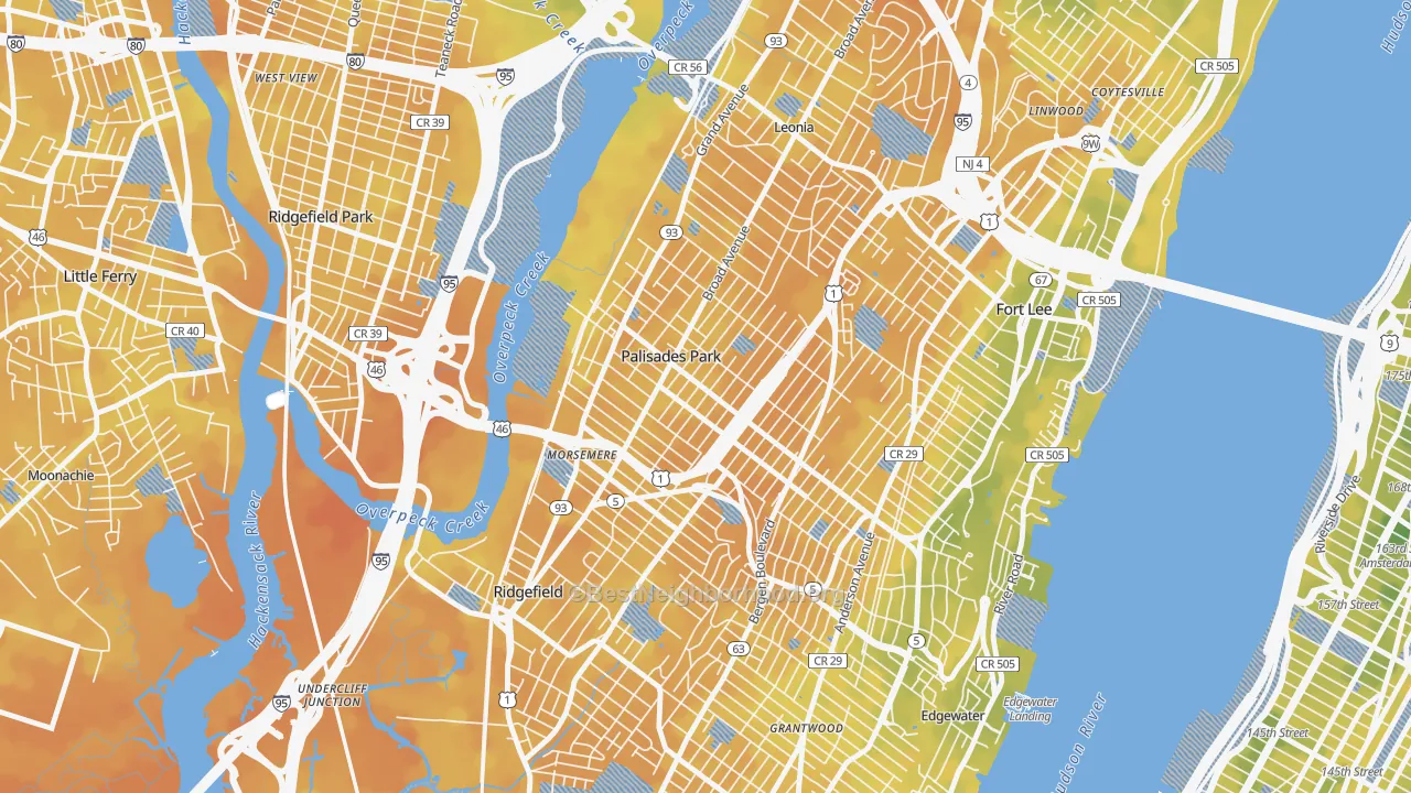 Bike Grade map of 07650, NJ