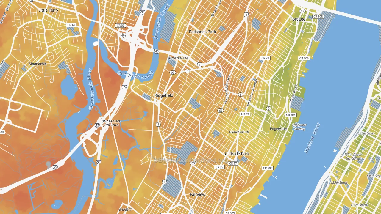 Bike Grade map of 07657, NJ