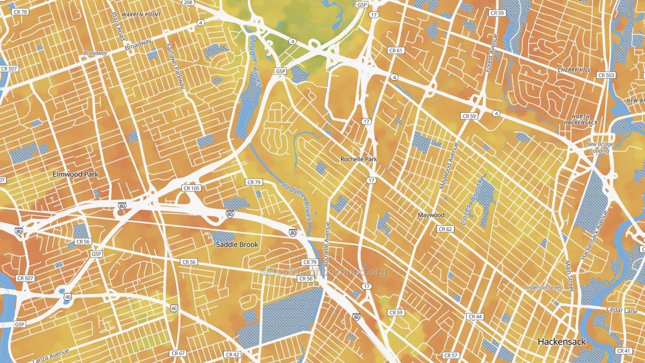 Bike Grade map of 07662, NJ