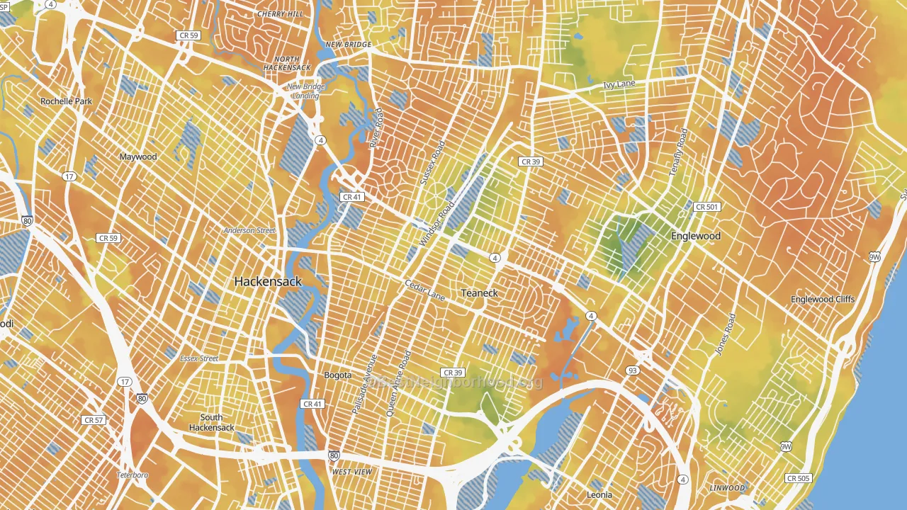 Bike Grade map of 07666, NJ