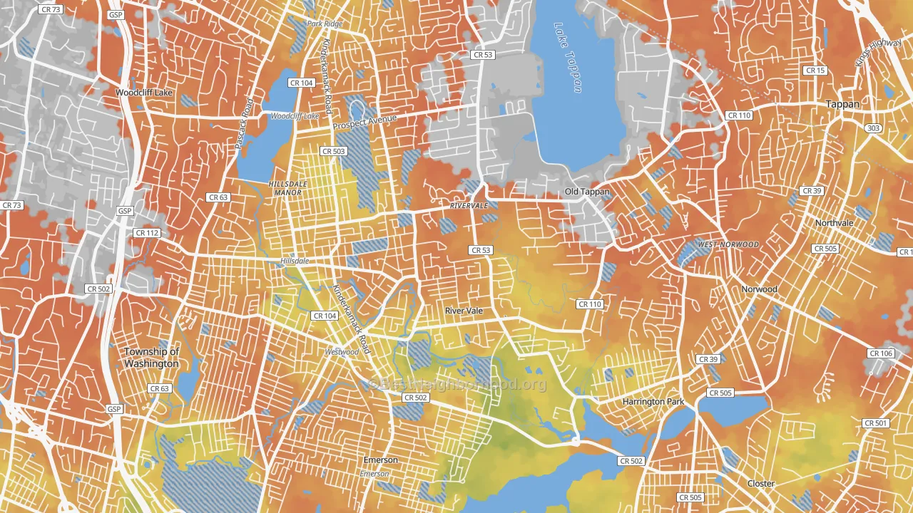 Bike Grade map of 07675, NJ