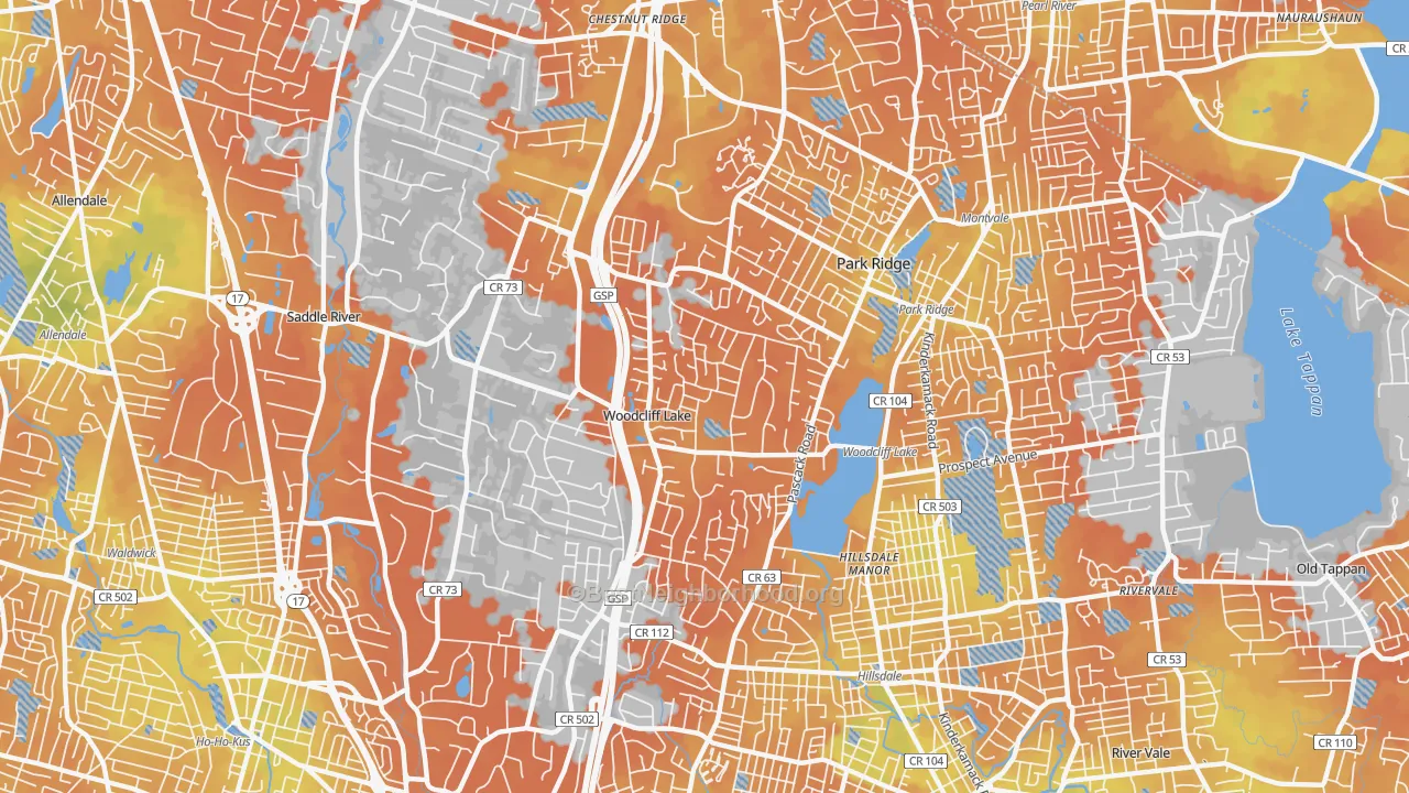 Bike Grade map of 07677, NJ
