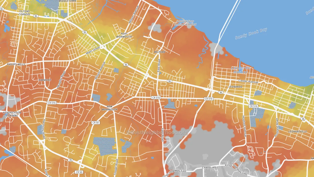 Bike Grade map of 07718, NJ