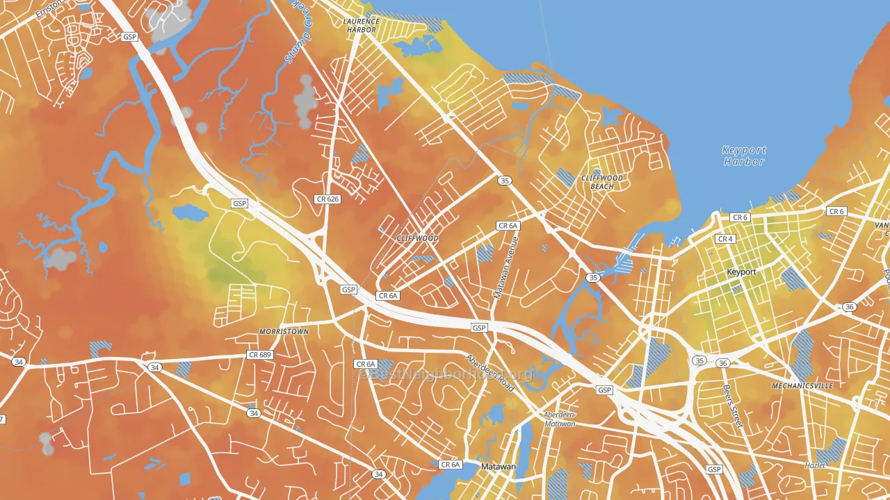 Bike Grade map of 07721, NJ