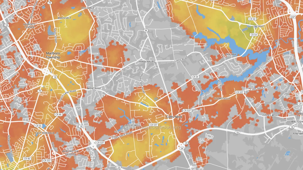 Bike Grade map of 07722, NJ