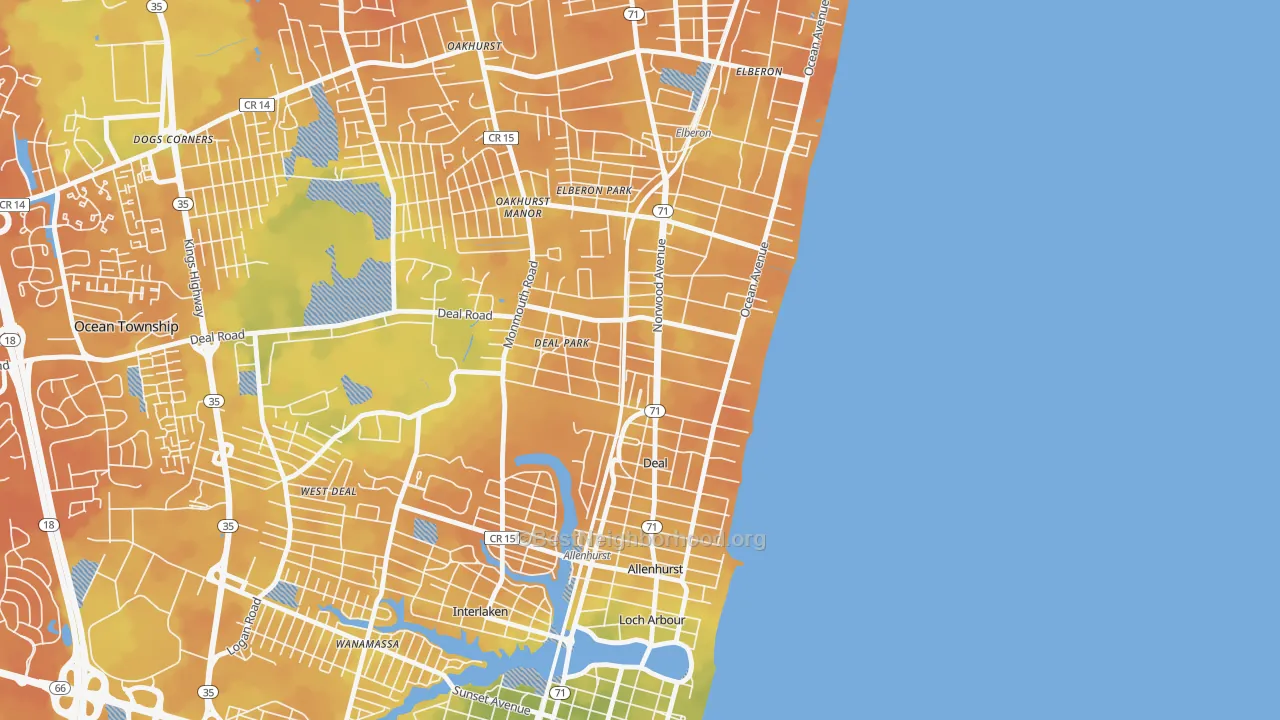 Bike Grade map of 07723, NJ