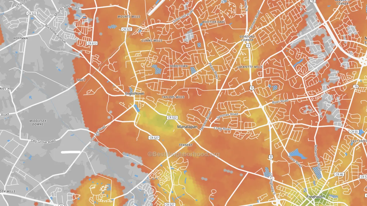 Bike Grade map of 07726, NJ