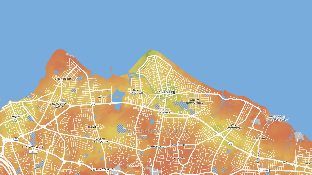 Bike Grade map of 07734, NJ