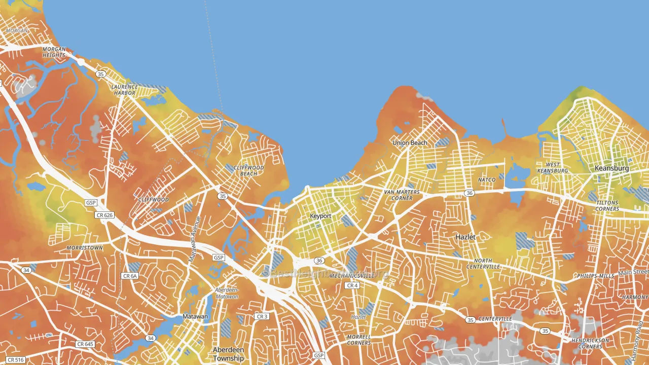 Bike Grade map of 07735, NJ
