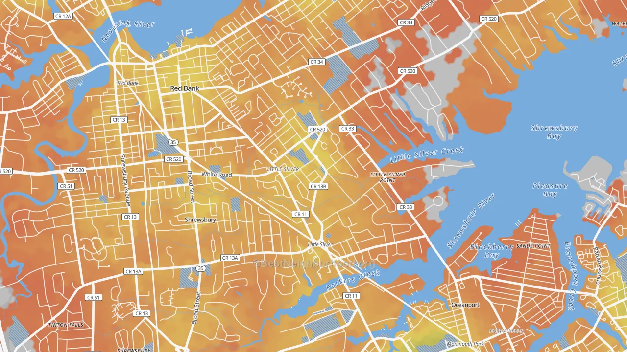Bike Grade map of 07739, NJ