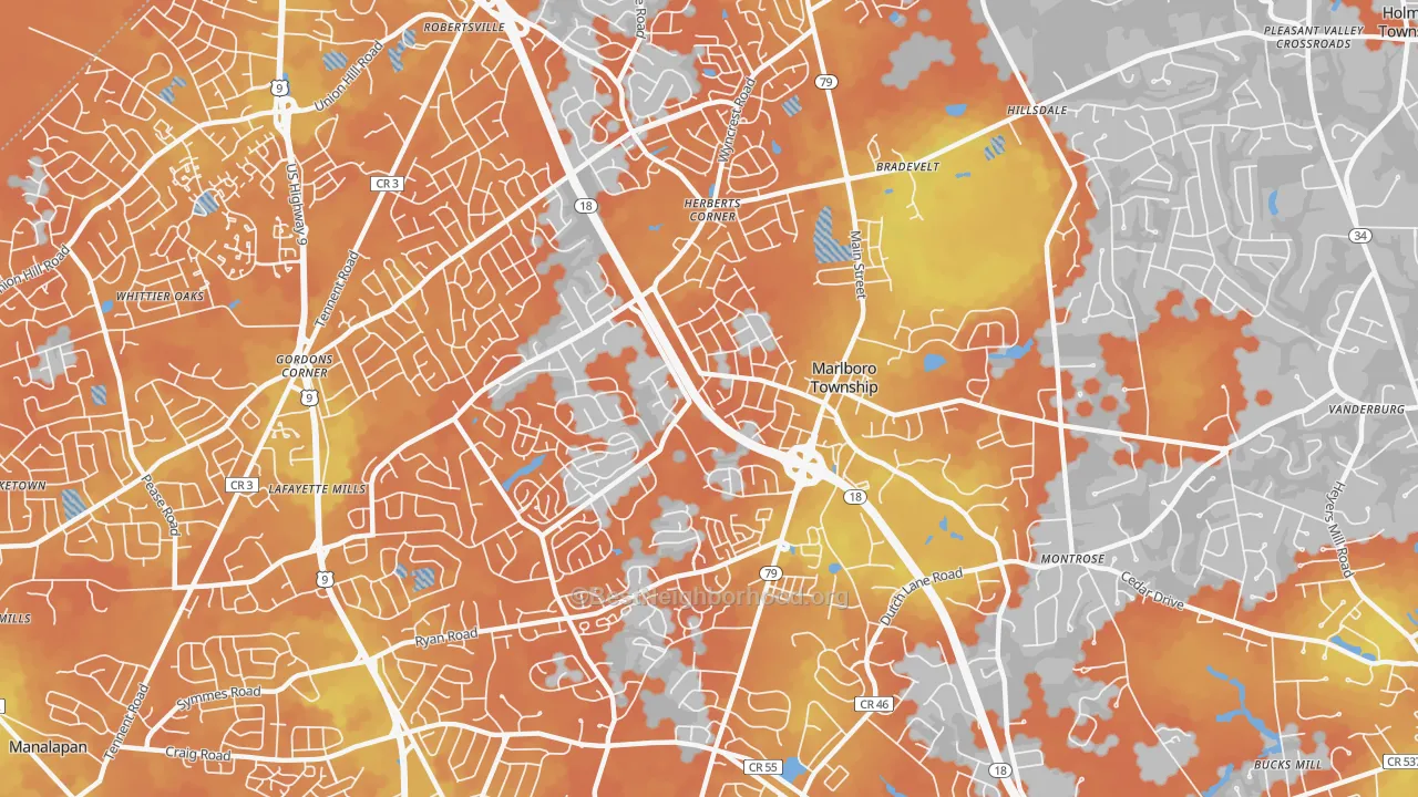 Bike Grade map of 07746, NJ