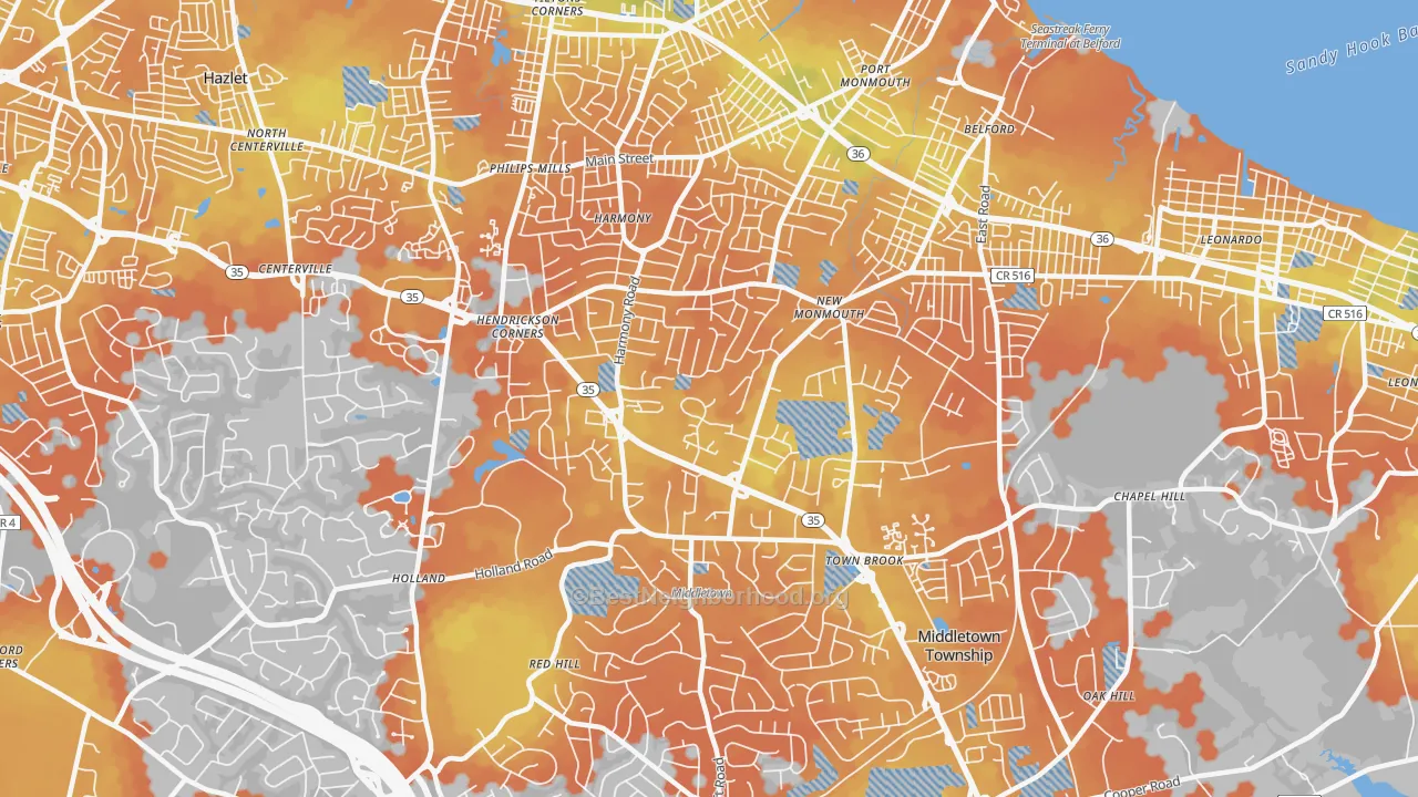Bike Grade map of 07748, NJ