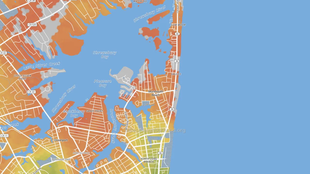Bike Grade map of 07750, NJ