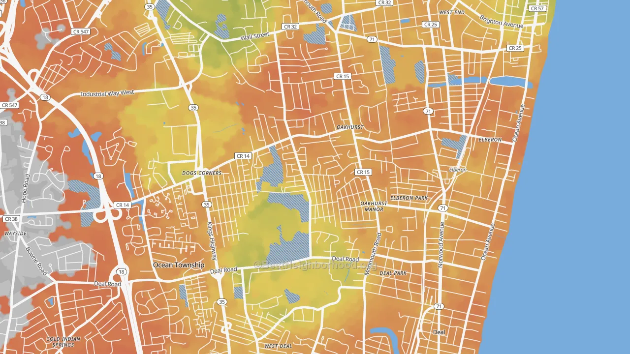 Bike Grade map of 07755, NJ