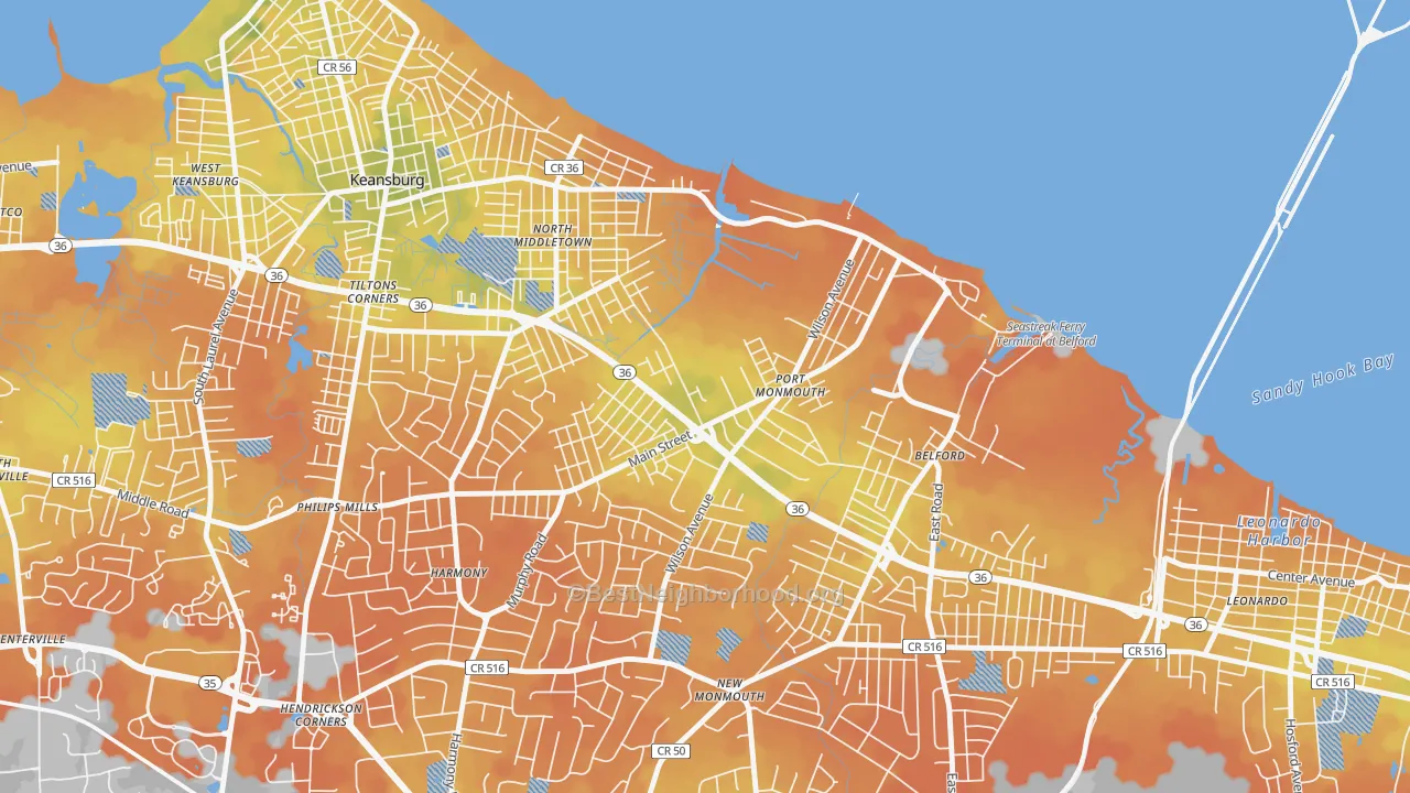 Bike Grade map of 07758, NJ