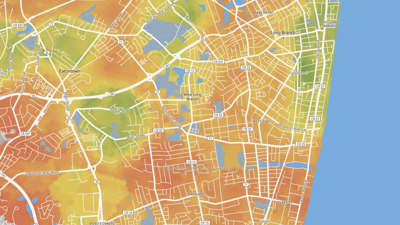 Bike Grade map of 07764, NJ