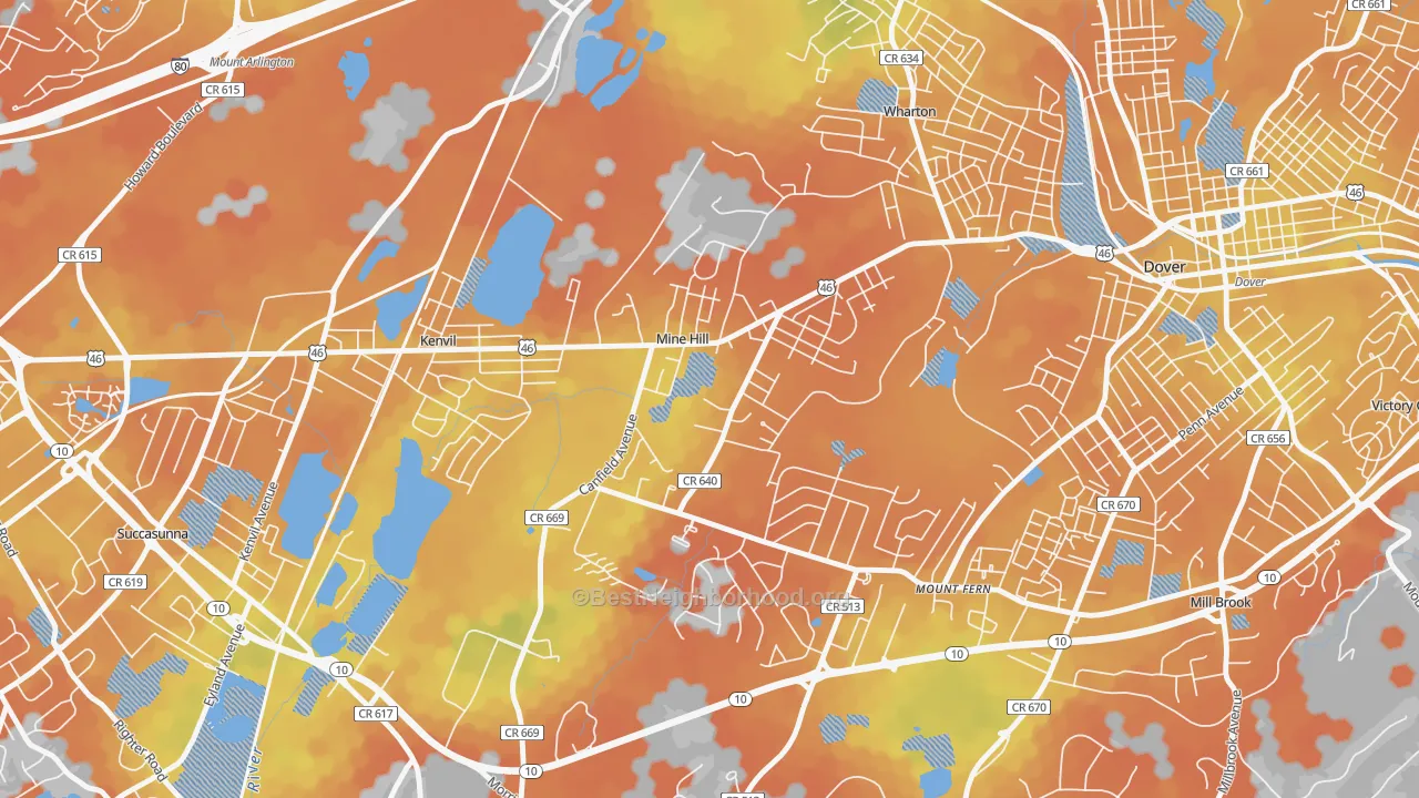 Bike Grade map of 07803, NJ