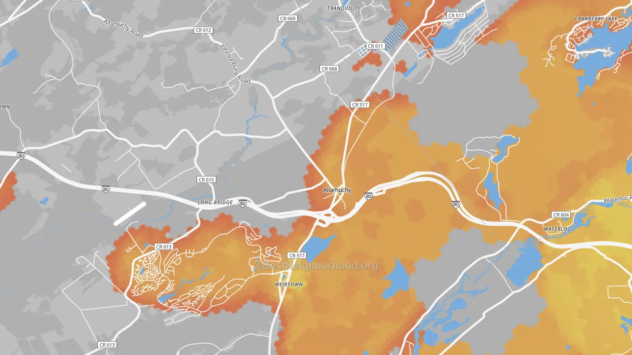 Bike Grade map of 07820, NJ