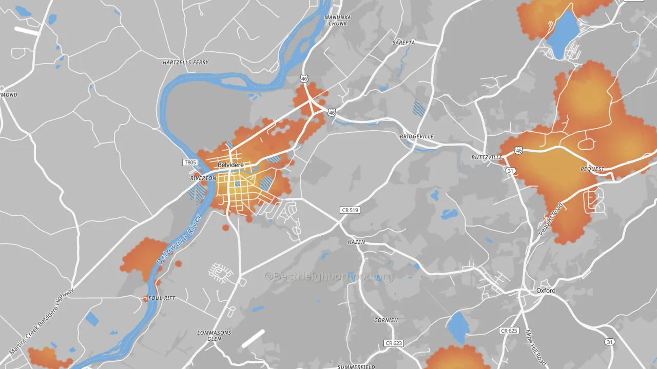 Bike Grade map of 07823, NJ