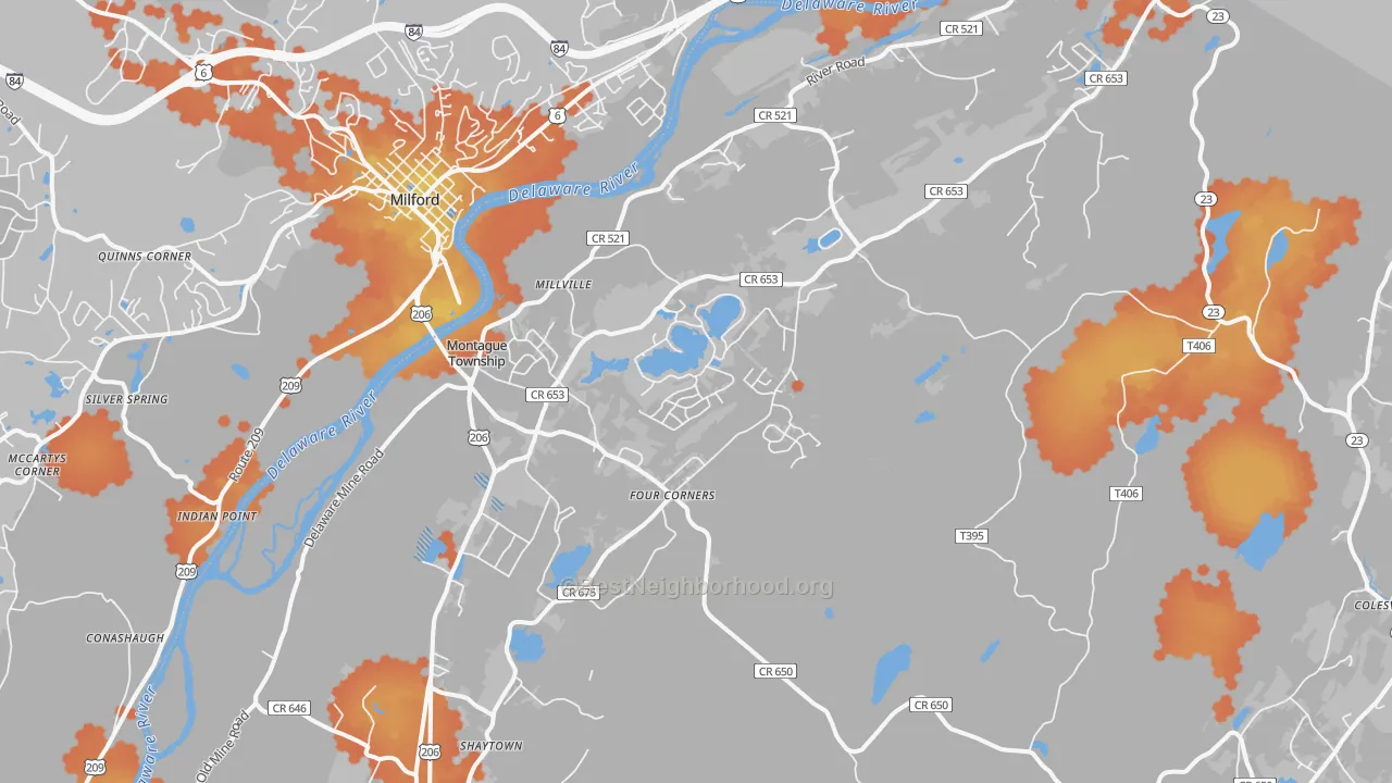 Bike Grade map of 07827, NJ