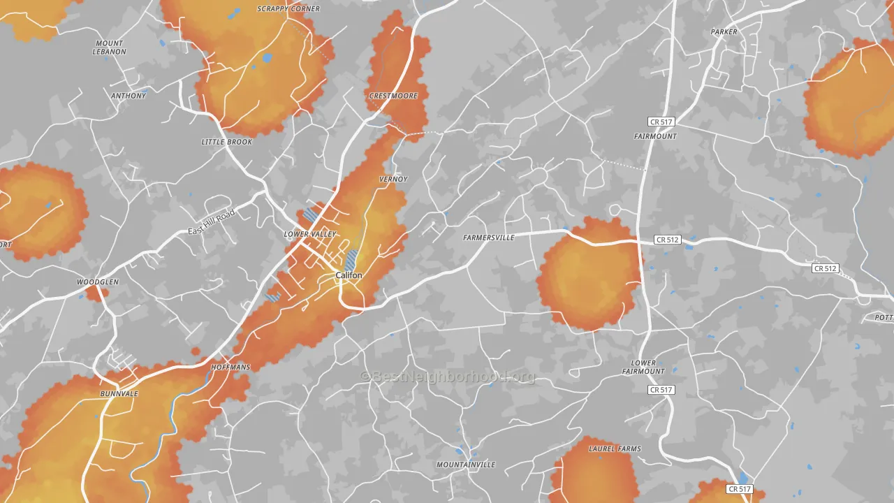Bike Grade map of 07830, NJ