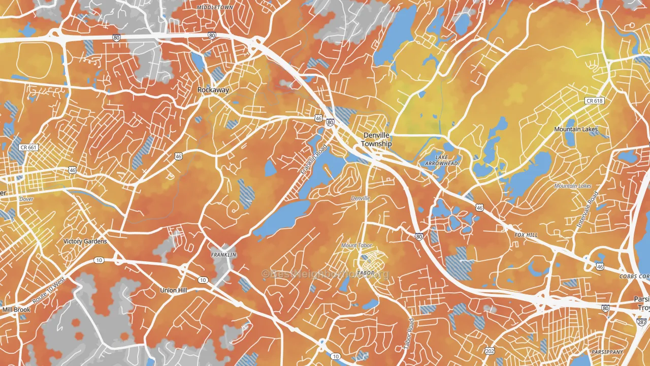 Bike Grade map of 07834, NJ
