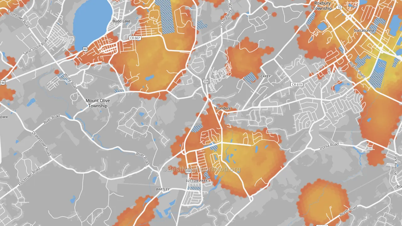 Bike Grade map of 07836, NJ